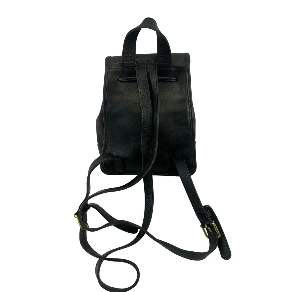 Coach Vintage Leather Mini Backpack 9960 Black Turnlock Flap Buckles Small 90s